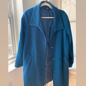 Dennis Basso Wool Trench Coat (Dark Turquoise)